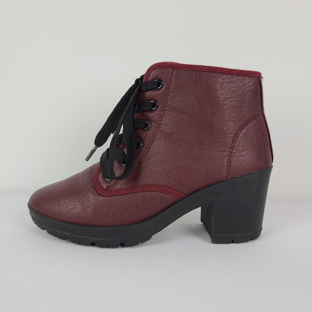 Rock & Rags by Firetrap Burgundy Lace Up Heeled Booties Size 8.5